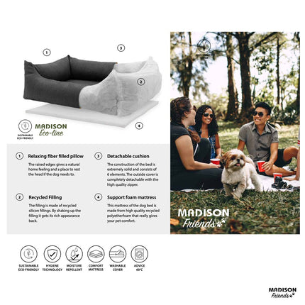 Hundekorb ca.100x80x25cm dunkelgraue Leinwand Eco+