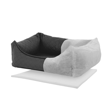 Hundkorb ca.100x80x25cm Skai Leder Check Grau Grau