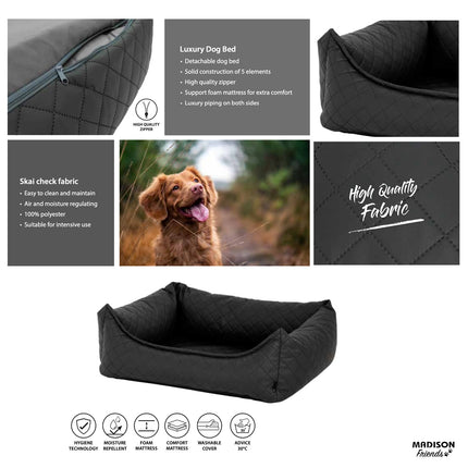 Hundkorb ca.100x80x25cm Skai Leder Check Grau Grau