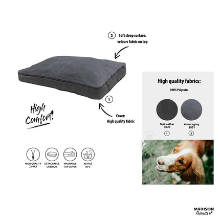 Hundkorb ca.100x80x25cm Skai Leder Check Grau Grau