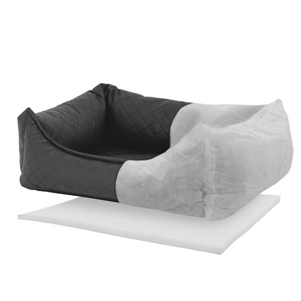 Hondenmand ca.120x95x28cm Skai leather check grey