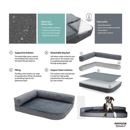 Hundekorb Royal Large Waschable ca.120x80x23 cm Oxford Gray