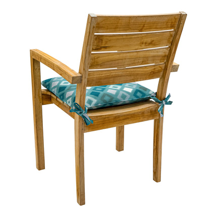 Toscane kussen 46x46 Grids sea blue natural outdoor finishin