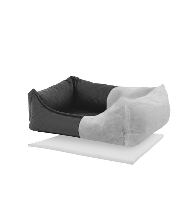 Hundkorb ca.80x67x22cm Skai Leder Check Grau Grau