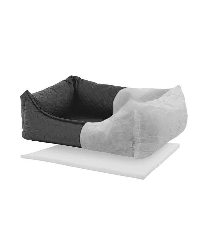 Hondenmand ca.100x80x25cm Skai leather check grey