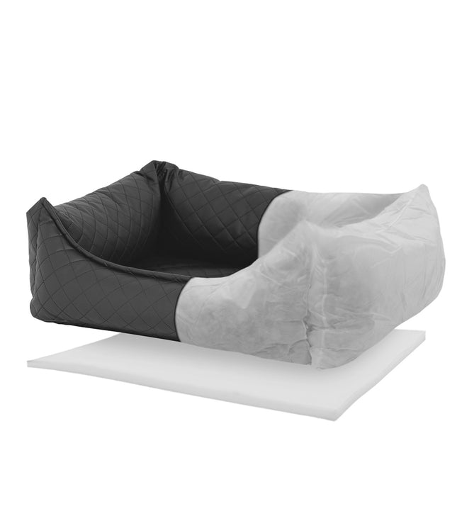 Hundkorb ca.120x95x28cm Skai Leder Check Grau Grau