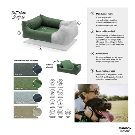 Hondenmand ca.120x95x28cm Outdoor Manchester green